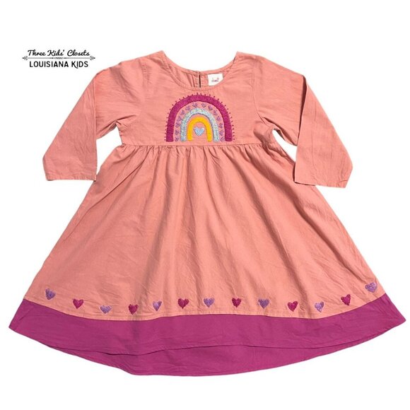 Cheeni 7Y Embroidered Rainbow Heart Olivia Dress